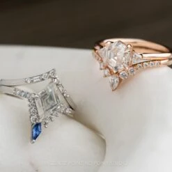 1.54 Carat Hexagon Moissanite Engagement Ring, Lea Setting, 14K Rose Gold -Point No Point Studio Store 20240202 SFS0112