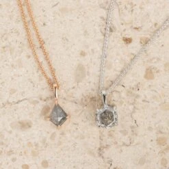 1.41 Carat Canadian Salt And Pepper Hexagon Diamond Necklace, Platinum -Point No Point Studio Store 20240202 SFS0117 3f079f79 e9c2 43e2 90b2 53803ea4d082