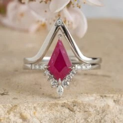 1.52 Carat Fuchsia Pink Kite Ruby And Diamond Engagement Ring, Avaline Setting, Platinum 9 1.52 Carat Fuchsia Pink Kite Ruby And Diamond Engagement Ring, Avaline Setting, Platinum -Point No Point Studio Store 20240229 SFS0110