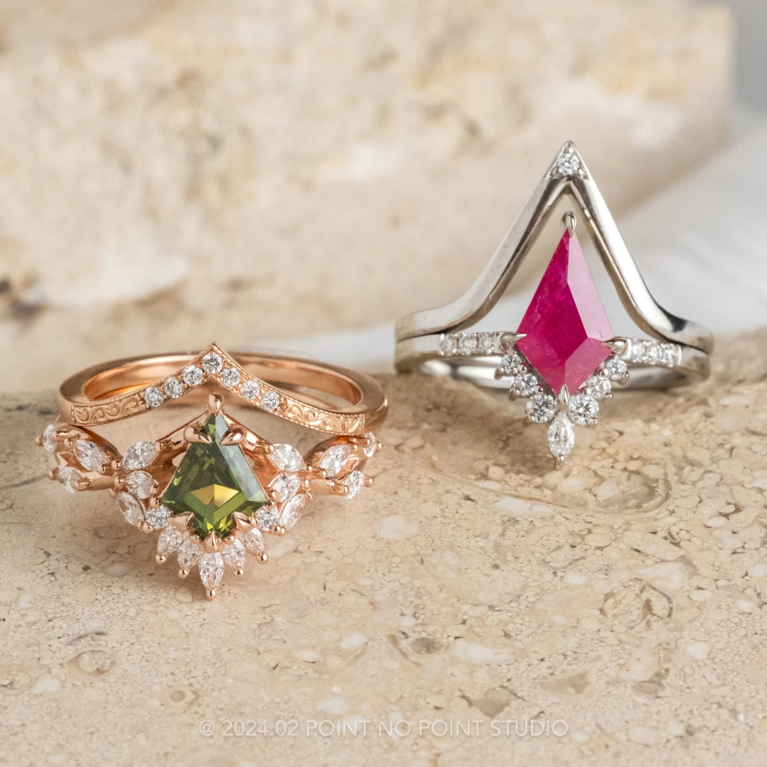 1.52 Carat Fuchsia Pink Kite Ruby And Diamond Engagement Ring, Avaline Setting, Platinum 4 1.52 Carat Fuchsia Pink Kite Ruby And Diamond Engagement Ring, Avaline Setting, Platinum - Image 4