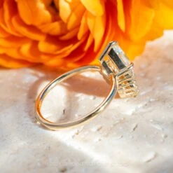 1.40 Carat Lozenge Moissanite And Diamond Engagement Ring, Wren Setting, 14K Yellow Gold 8 1.40 Carat Lozenge Moissanite And Diamond Engagement Ring, Wren Setting, 14K Yellow Gold -Point No Point Studio Store 20240314 SFS0102