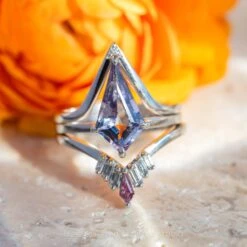 1.97 Carat Purple Kite Tanzanite Engagement Ring, Lark Setting, Platinum 9 1.97 Carat Purple Kite Tanzanite Engagement Ring, Lark Setting, Platinum -Point No Point Studio Store 20240314 SFS0109