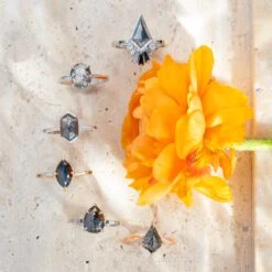 1.86 Carat Black Speckled Oval Diamond Engagement Ring, Jane Setting, Platinum -Point No Point Studio Store 20240314 SFS01296.03.47PM