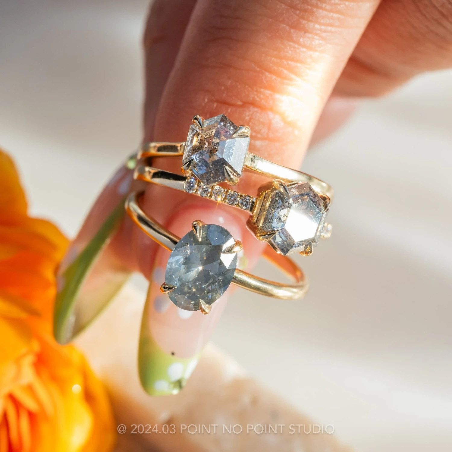 1.51 Carat Fancy Grey Oval Diamond Engagement Ring, Basket Jane Setting, 14K Yellow Gold 5 1.51 Carat Fancy Grey Oval Diamond Engagement Ring, Basket Jane Setting, 14K Yellow Gold - Image 5