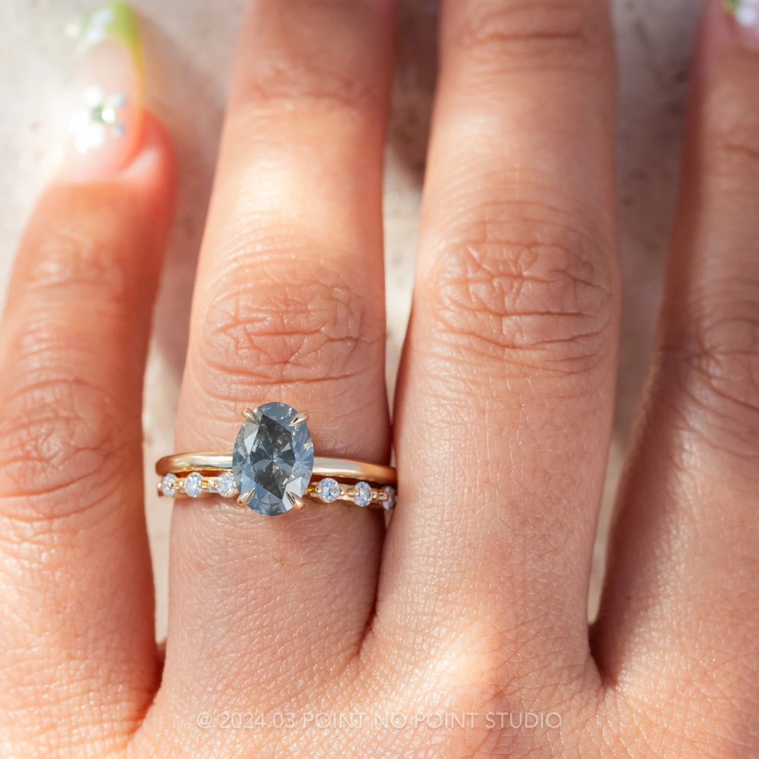 1.51 Carat Fancy Grey Oval Diamond Engagement Ring, Basket Jane Setting, 14K Yellow Gold 2 1.51 Carat Fancy Grey Oval Diamond Engagement Ring, Basket Jane Setting, 14K Yellow Gold - Image 2