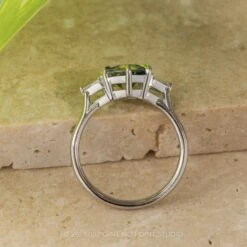 2.23 Carat Green Hexagon Sapphire And Diamond Engagement Ring, Lea Setting, Platinum 10 2.23 Carat Green Hexagon Sapphire And Diamond Engagement Ring, Lea Setting, Platinum -Point No Point Studio Store 20240328 SFS0076