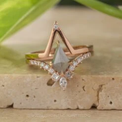 1.24 Carat Icy Grey Kite Diamond Engagement Ring, Willa Setting, 14K Rose Gold -Point No Point Studio Store 20240328 SFS0080