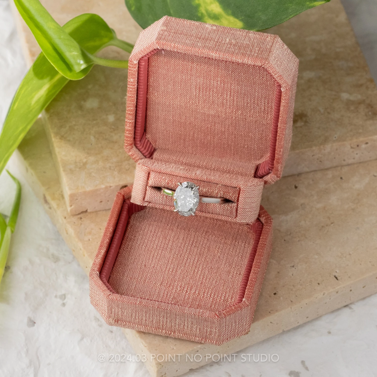 2.10 Carat Salt And Pepper Oval Diamond Engagement Ring, Lark Setting, 14K White Gold 4 2.10 Carat Salt And Pepper Oval Diamond Engagement Ring, Lark Setting, 14K White Gold - Image 4