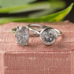2.10 Carat Salt And Pepper Oval Diamond Engagement Ring, Lark Setting, 14K White Gold 12 2.10 Carat Salt And Pepper Oval Diamond Engagement Ring, Lark Setting, 14K White Gold -Point No Point Studio Store 20240328 SFS0109