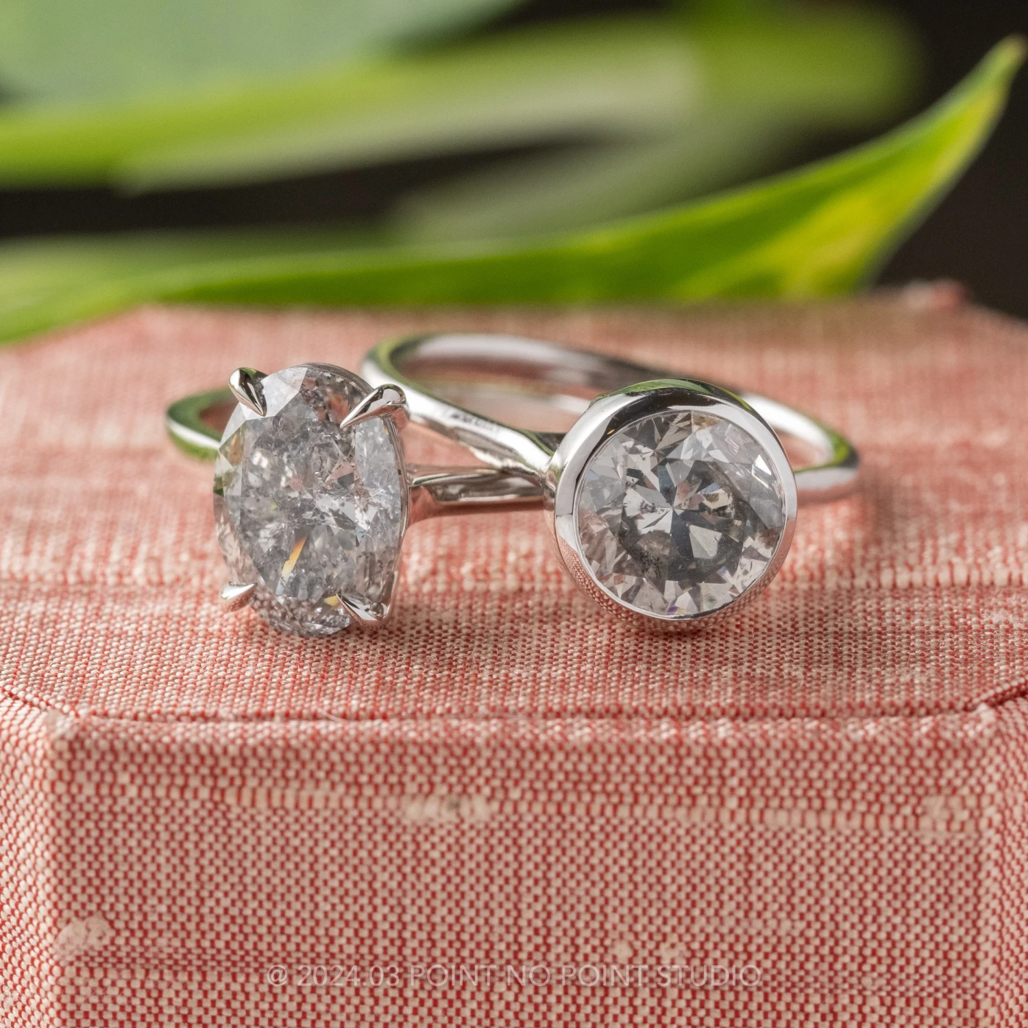 2.10 Carat Salt And Pepper Oval Diamond Engagement Ring, Lark Setting, 14K White Gold 5 2.10 Carat Salt And Pepper Oval Diamond Engagement Ring, Lark Setting, 14K White Gold - Image 5