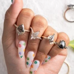 3.64 Carat Salt And Pepper Pear Diamond Engagement Ring, Avaline Setting, 14K Yellow Gold -Point No Point Studio Store 20240328 SFS0110 9579196e 4844 4316 8ae6 1e1a6014a2d1