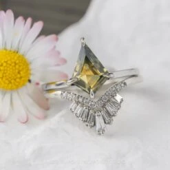 1.95 Carat Parti Kite Sapphire Engagement Ring, Lark Setting, Platinum -Point No Point Studio Store 20240412 SFS0112