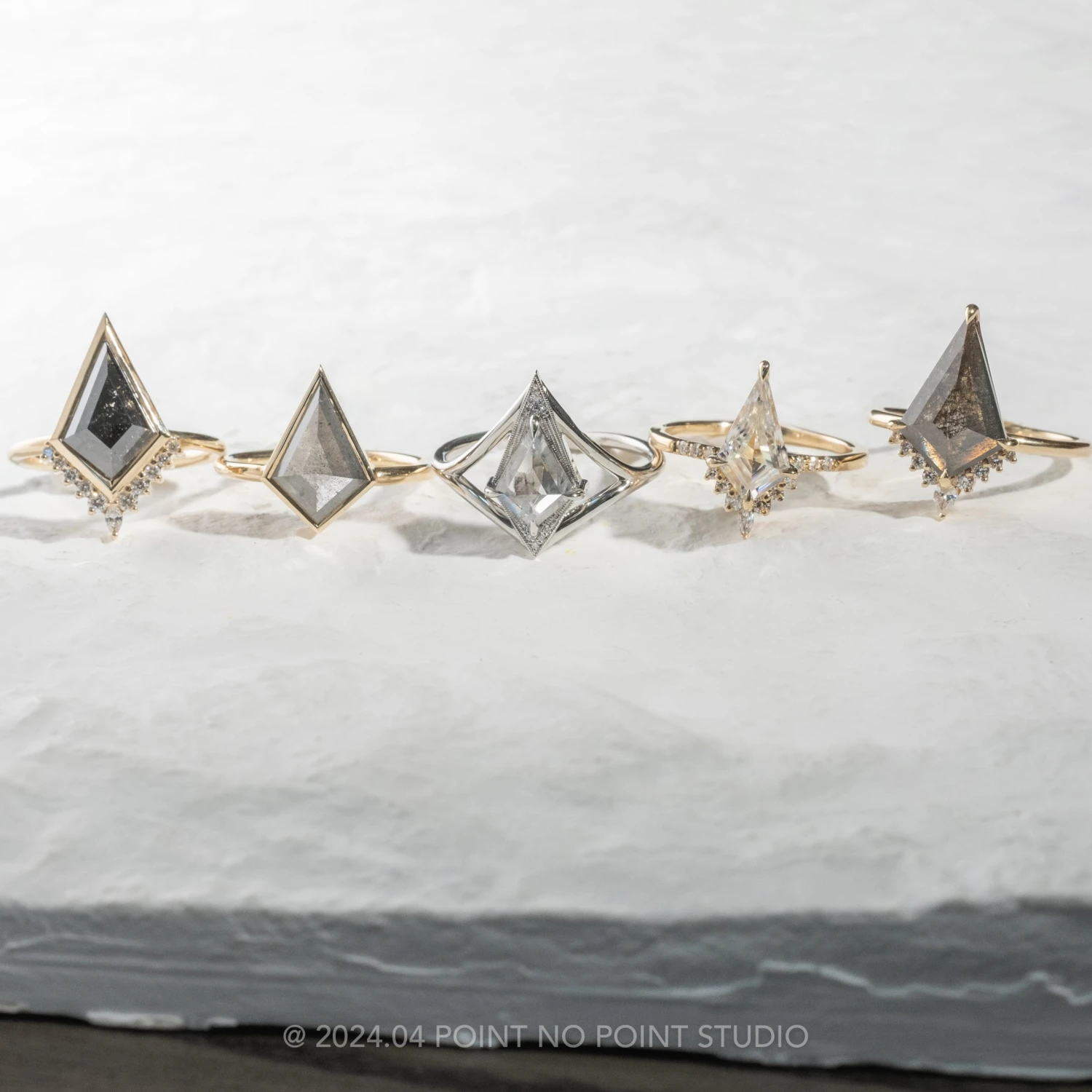 3.02 Carat Black Kite Diamond Engagement Ring, Bezel Ava Setting, 14K Yellow Gold 4 3.02 Carat Black Kite Diamond Engagement Ring, Bezel Ava Setting, 14K Yellow Gold - Image 4