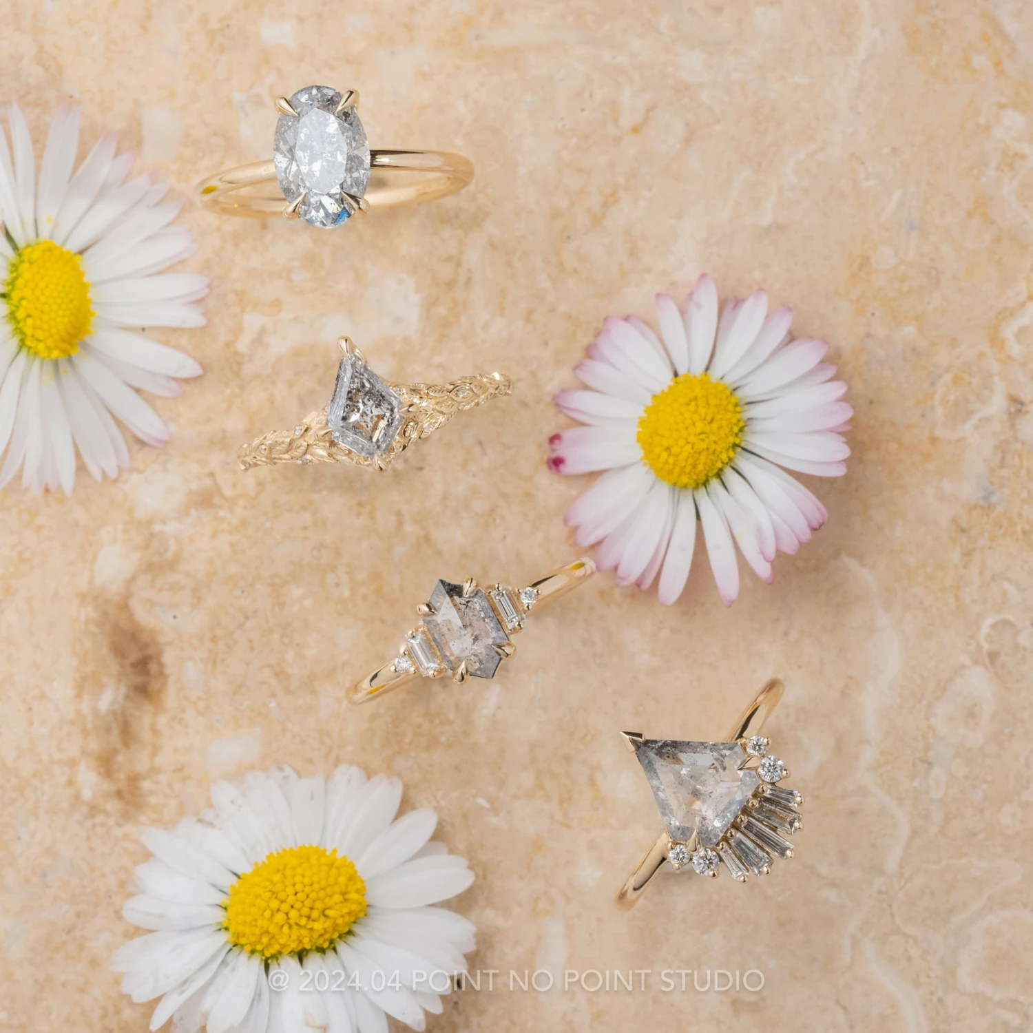 1.06 Carat Canadian Salt And Pepper Kite Diamond Engagement Ring, Pixie Setting, 14k Yellow Gold 4 1.06 Carat Canadian Salt And Pepper Kite Diamond Engagement Ring, Pixie Setting, 14k Yellow Gold - Image 4