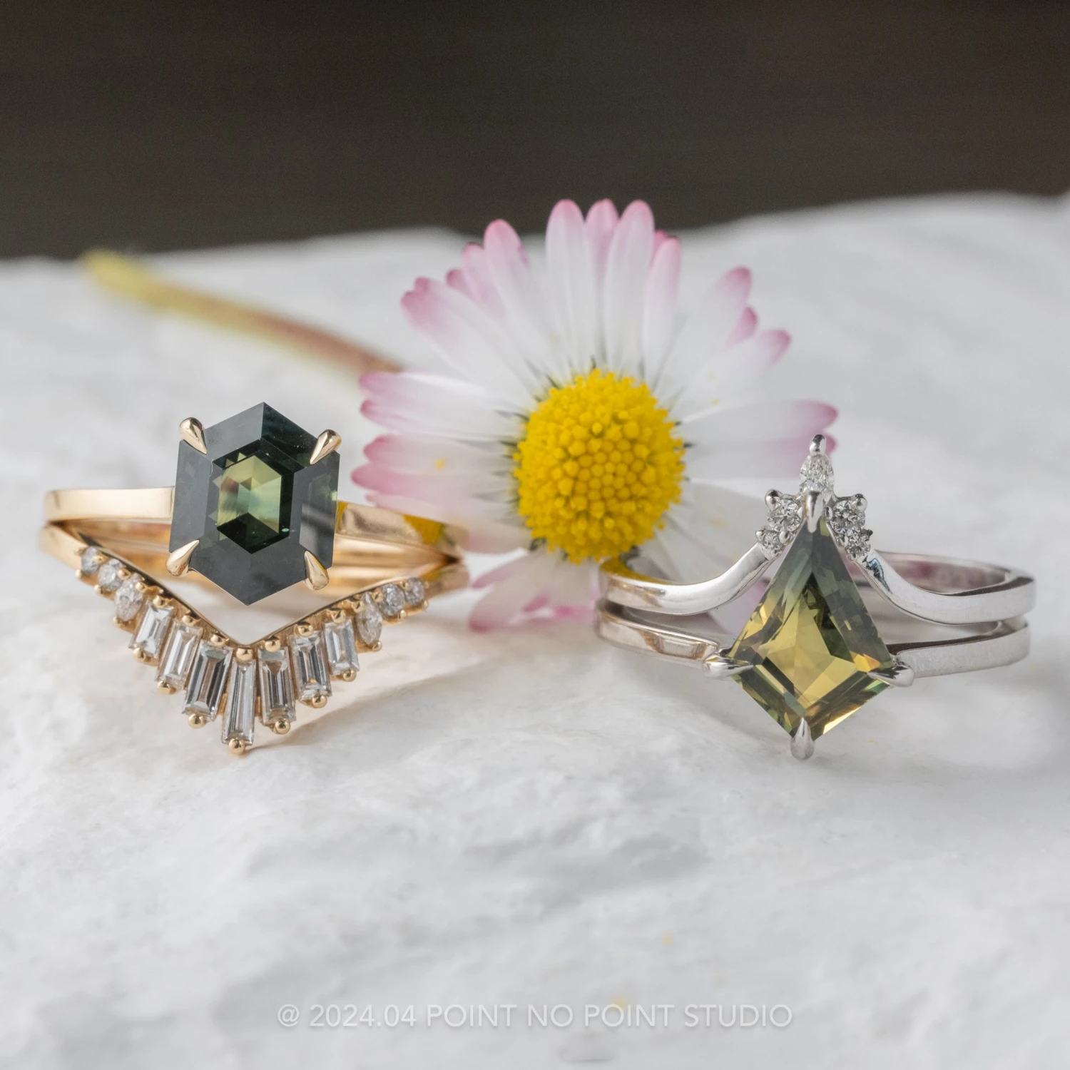 3.04 Carat Hexagon Sapphire Engagement Ring, Lark Setting, 14k Yellow Gold 5 3.04 Carat Hexagon Sapphire Engagement Ring, Lark Setting, 14k Yellow Gold - Image 5