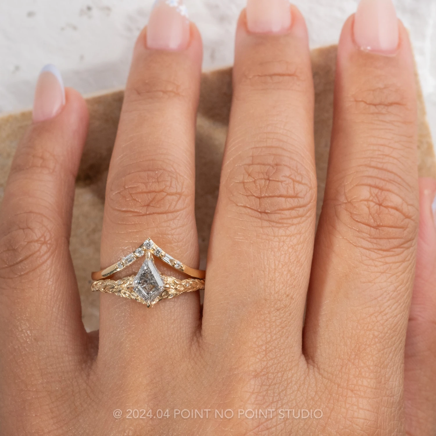 1.06 Carat Canadian Salt And Pepper Kite Diamond Engagement Ring, Pixie Setting, 14k Yellow Gold 2 1.06 Carat Canadian Salt And Pepper Kite Diamond Engagement Ring, Pixie Setting, 14k Yellow Gold - Image 2