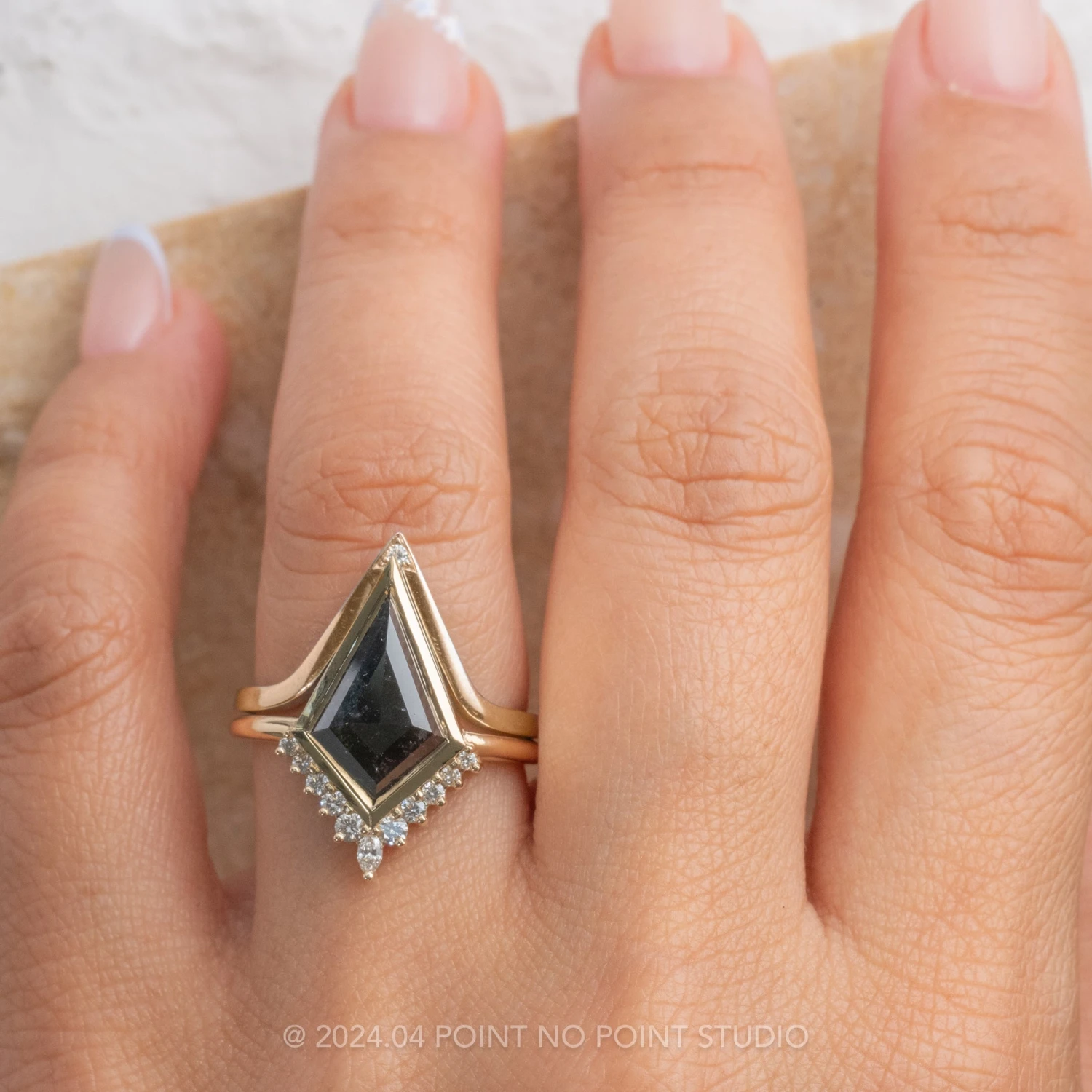 3.02 Carat Black Kite Diamond Engagement Ring, Bezel Ava Setting, 14K Yellow Gold 2 3.02 Carat Black Kite Diamond Engagement Ring, Bezel Ava Setting, 14K Yellow Gold - Image 2