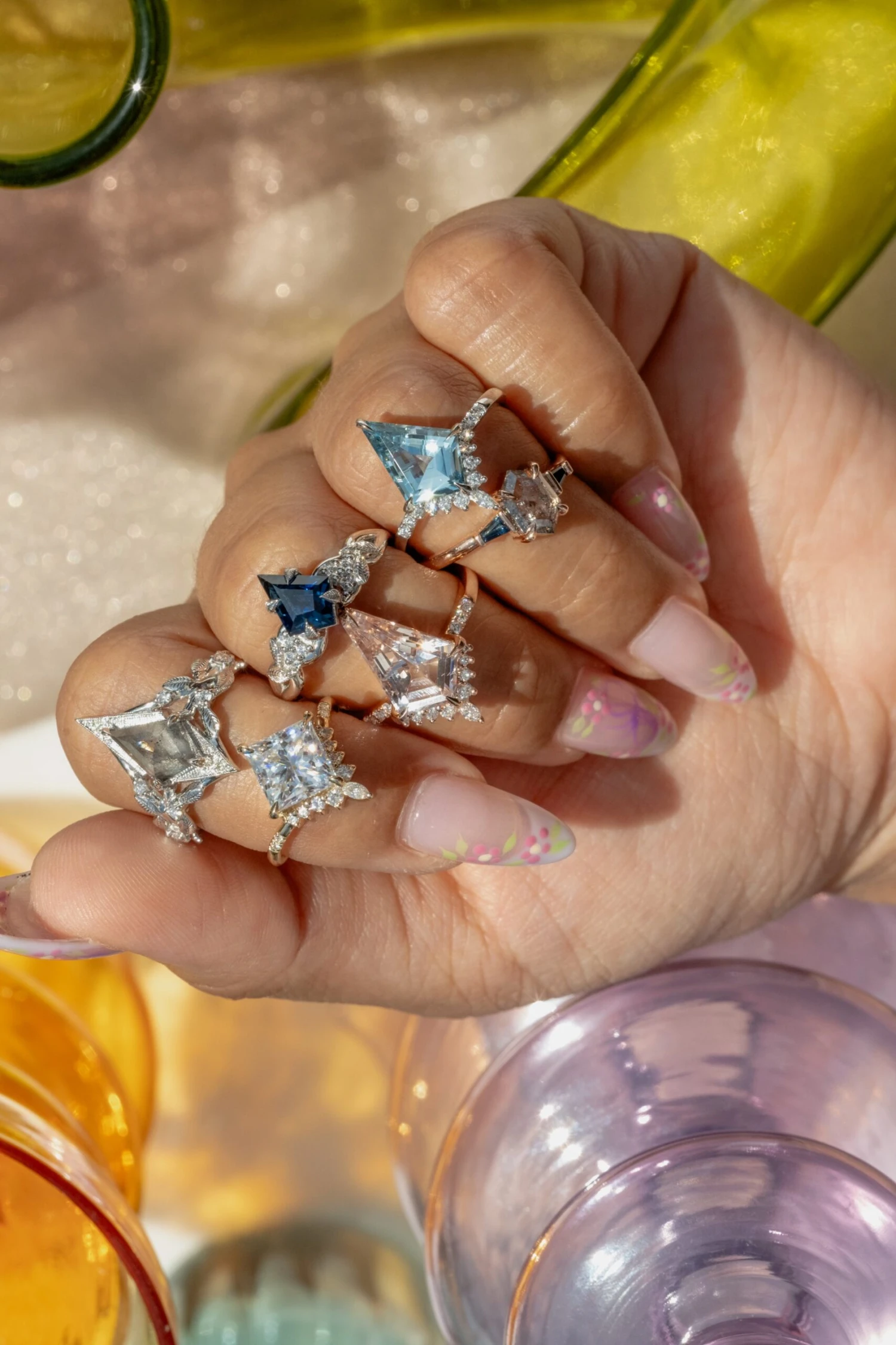 2.99 Carat Kite Morganite And Diamond Engagement Ring, Avaline Setting, 14k Rose Gold 3 2.99 Carat Kite Morganite And Diamond Engagement Ring, Avaline Setting, 14k Rose Gold - Image 3