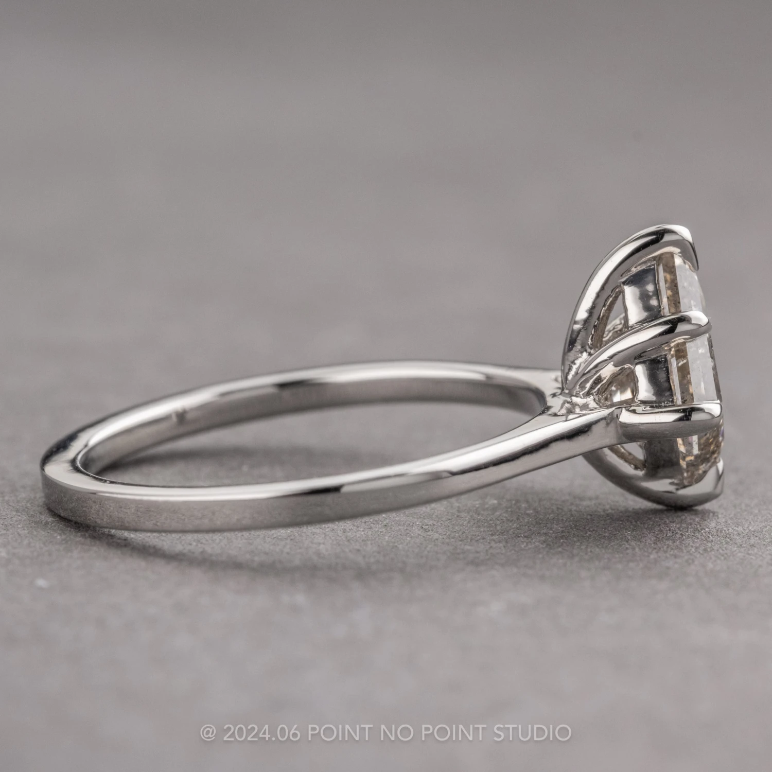 1.29 Carat Canadian Salt And Pepper Kite Diamond Engagement Ring, Lenora Setting, Platinum 3 1.29 Carat Canadian Salt And Pepper Kite Diamond Engagement Ring, Lenora Setting, Platinum - Image 3