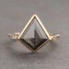 2.50 Carat Black Kite Diamond Engagement Ring, Bezel Ombre Jules Setting, 14K Yellow Gold