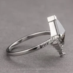 1.68 Carat Black Speckled Kite Diamond Engagement Ring, Ombre Avaline Setting, Platinum -Point No Point Studio Store 20240613 SFS0036