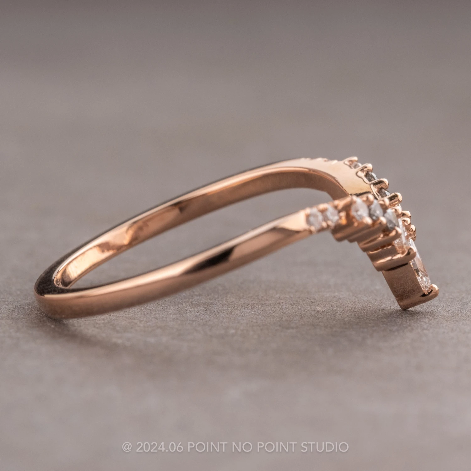 Marquise Diamond Wedding Band, Willa Setting, 14K Rose Gold 12 Marquise Diamond Wedding Band, Willa Setting, 14K Rose Gold - Image 12