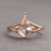 1.02 Carat Kite Morganite Engagement Ring, Split Shank Jane Setting, 14K Rose Gold