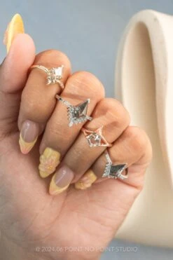 1.02 Carat Kite Morganite Engagement Ring, Split Shank Jane Setting, 14K Rose Gold -Point No Point Studio Store 20240613 SFS0071 1894da81 9e64 44a1 bf66 f3f26b4dc3db