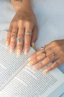 1.68 Carat Black Speckled Kite Diamond Engagement Ring, Ombre Avaline Setting, Platinum -Point No Point Studio Store 20240613 SFS0072