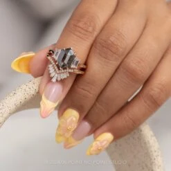 2.18 Carat Black Speckled Hexagon Diamond Engagement Ring, Lea Setting, 14K Rose Gold -Point No Point Studio Store 20240618 SFS0028