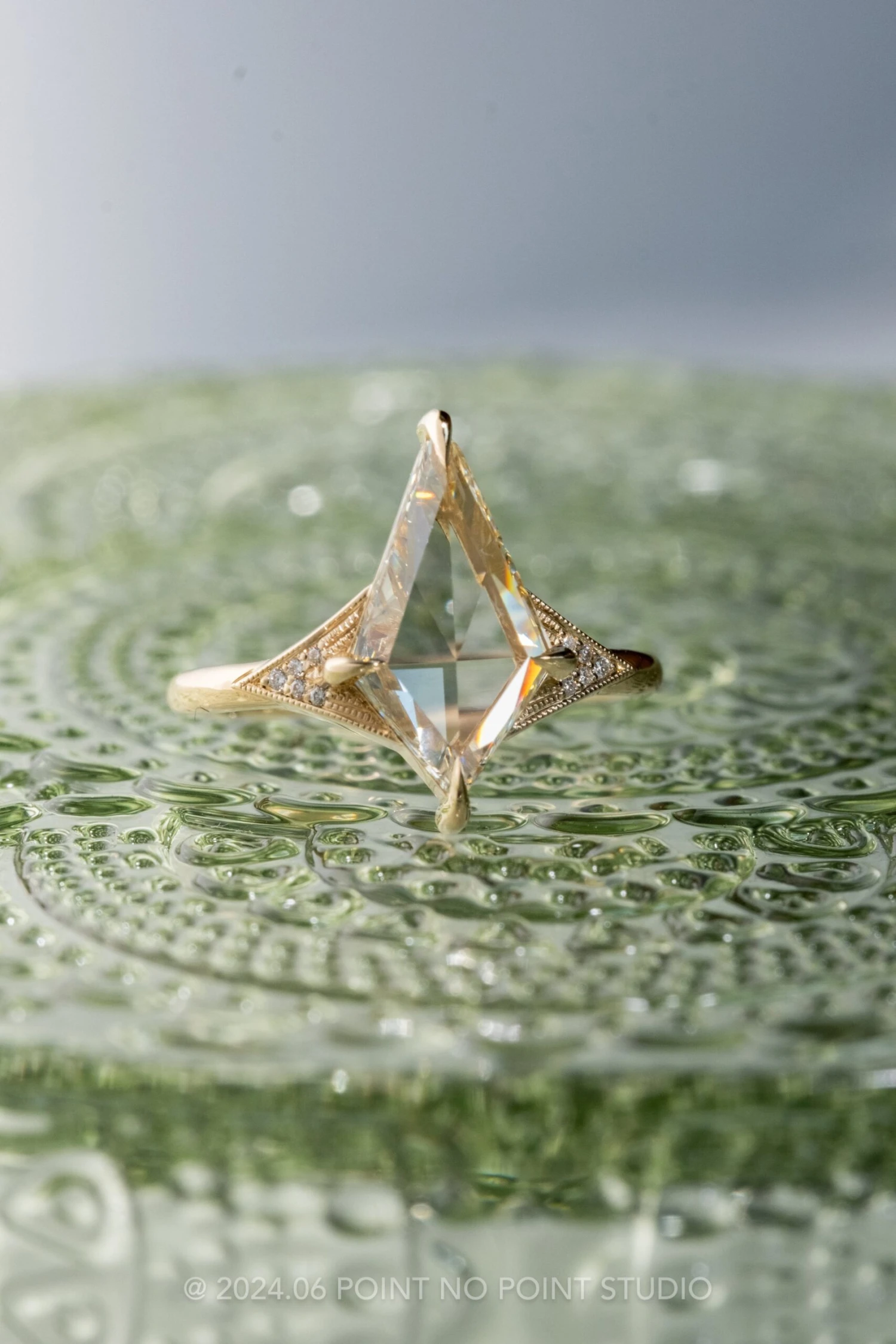 1.25 Carat Clear Kite Diamond Engagement Ring, Aela Setting, 14K Yellow Gold 3 1.25 Carat Clear Kite Diamond Engagement Ring, Aela Setting, 14K Yellow Gold - Image 3