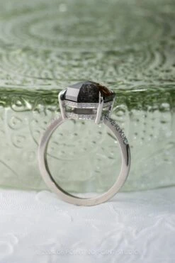 2.57 Carat Black Speckled Hexagon Diamond Engagement Ring, Juliette Setting, 14k White Gold 7 2.57 Carat Black Speckled Hexagon Diamond Engagement Ring, Juliette Setting, 14k White Gold -Point No Point Studio Store 20240626 SFS0078