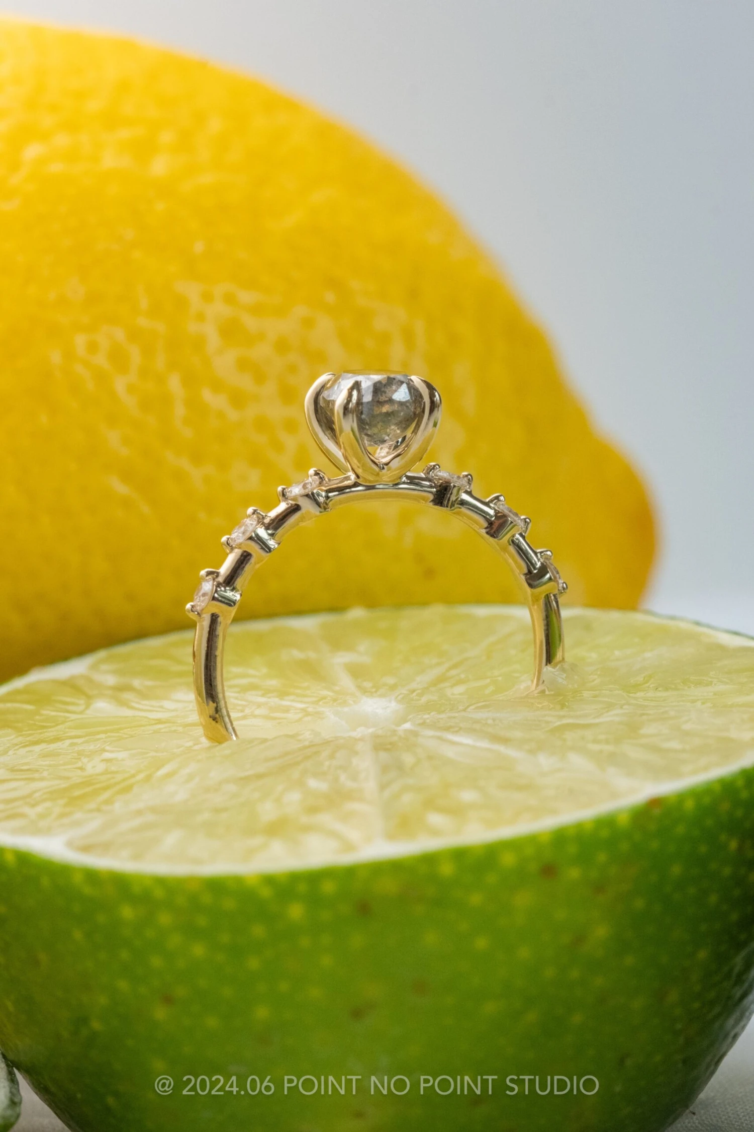 1.25 Carat Black Speckled Oval Diamond Engagement Ring, Nova Setting, 14K Yellow Gold 4 1.25 Carat Black Speckled Oval Diamond Engagement Ring, Nova Setting, 14K Yellow Gold - Image 4