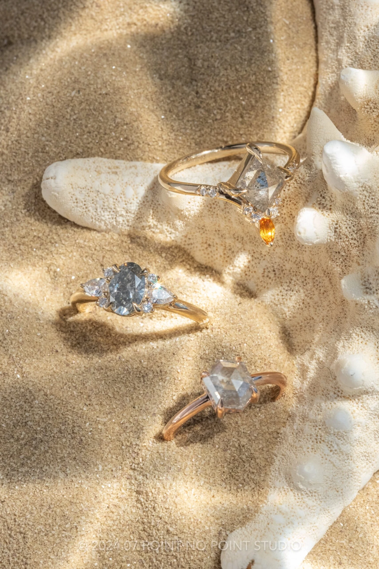 1.27 Carat Salt And Pepper Oval Diamond Engagement Ring, Charlotte Setting, 14K Yellow Gold 3 1.27 Carat Salt And Pepper Oval Diamond Engagement Ring, Charlotte Setting, 14K Yellow Gold - Image 3