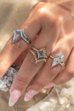 Marquise And Baguette White Diamond Squared Wedding Band, Thyme Setting, 14K Yellow Gold 8 Marquise And Baguette White Diamond Squared Wedding Band, Thyme Setting, 14K Yellow Gold -Point No Point Studio Store 20240711 SFS0038