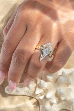 Marquise And Baguette White Diamond Squared Wedding Band, Thyme Setting, 14K Yellow Gold 9 Marquise And Baguette White Diamond Squared Wedding Band, Thyme Setting, 14K Yellow Gold -Point No Point Studio Store 20240711 SFS0039