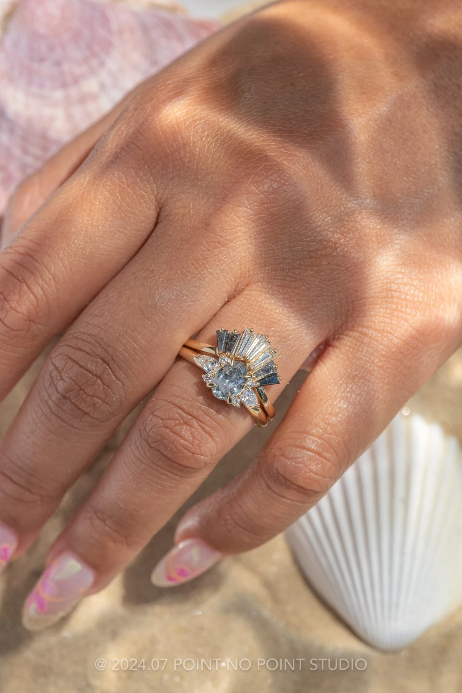 1.27 Carat Salt And Pepper Oval Diamond Engagement Ring, Charlotte Setting, 14K Yellow Gold 2 1.27 Carat Salt And Pepper Oval Diamond Engagement Ring, Charlotte Setting, 14K Yellow Gold - Image 2