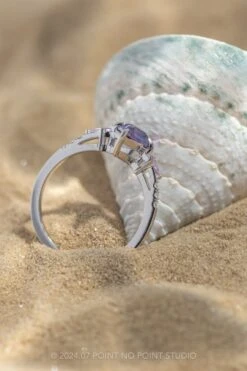 1.40 Carat Purple Kite Sapphire And Diamond Engagement Ring, Liza Setting, Platinum -Point No Point Studio Store 20240711 SFS0055