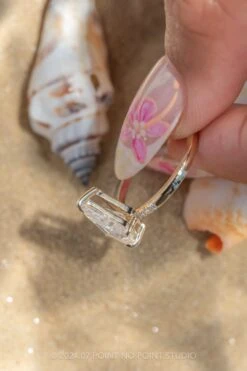 1.56 Carat Kite Moissanite And Diamond Engagement Ring, Jules Setting, 14K Yellow Gold -Point No Point Studio Store 20240711 SFS0058