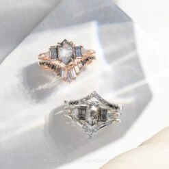 Baguette Diamond V Wedding Band, Ombre Wren Setting, 14K Rose Gold -Point No Point Studio Store 20240725 SFS0034