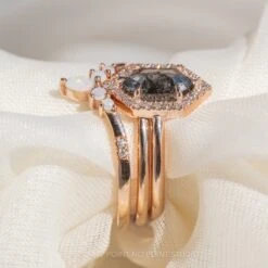 1.48 Carat Black Speckled Hexagon Diamond Engagement Ring, Halo Setting, 14k Rose Gold 9 1.48 Carat Black Speckled Hexagon Diamond Engagement Ring, Halo Setting, 14k Rose Gold -Point No Point Studio Store 20240725 SFS0046