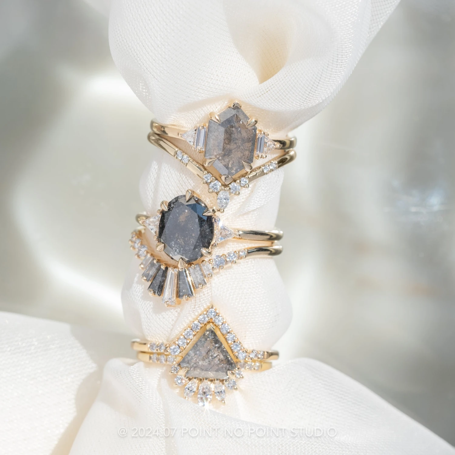 3.13 Carat Black Speckled Oval Diamond Engagement Ring, Zoe Setting, 14k Yellow Gold 4 3.13 Carat Black Speckled Oval Diamond Engagement Ring, Zoe Setting, 14k Yellow Gold - Image 4