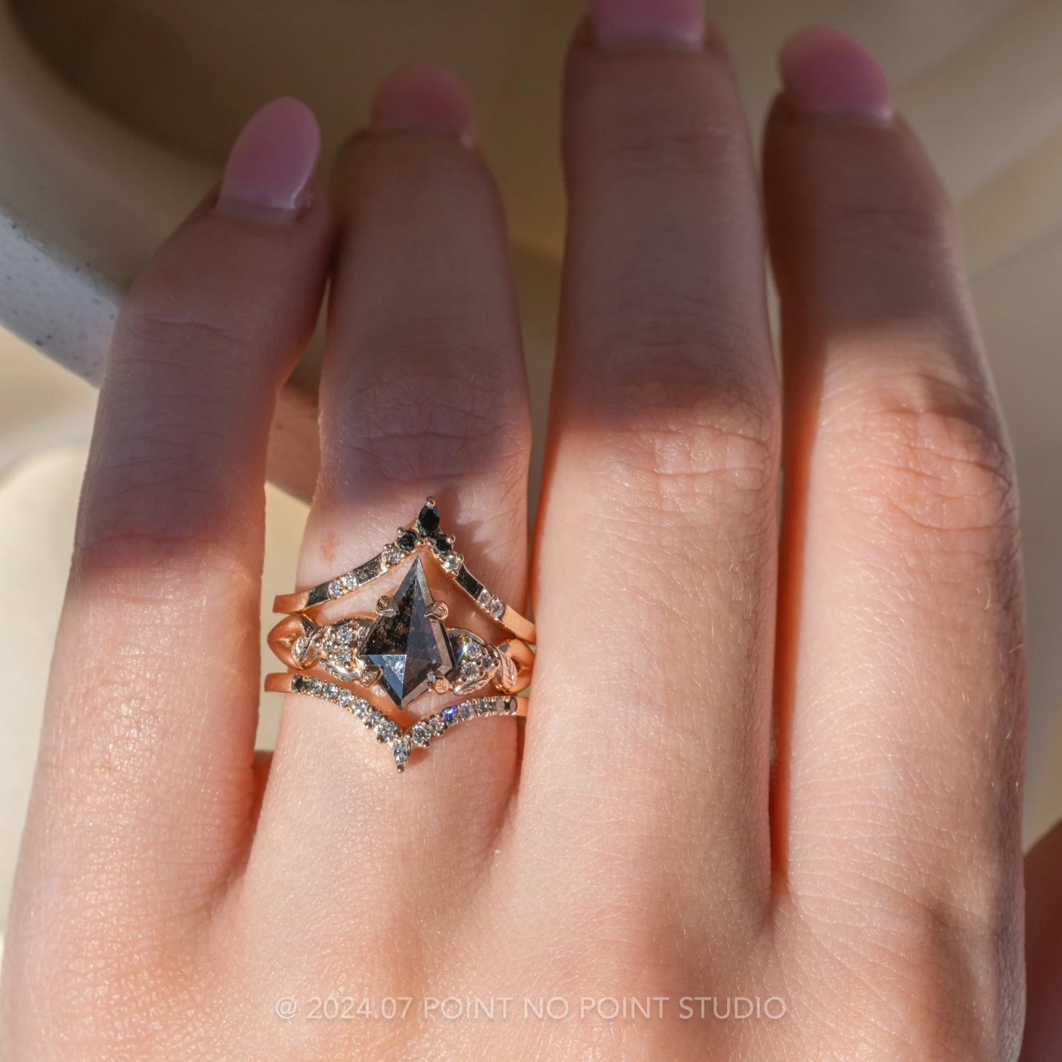 Ombre Diamond Wedding Band, Robin Setting, 14K Rose Gold 3 Ombre Diamond Wedding Band, Robin Setting, 14K Rose Gold - Image 3