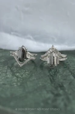 Extra Diamond Wren Wedding Band, 14k White Gold -Point No Point Studio Store 20240912 SFS0015