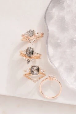 2.59 Carat Black Speckled Asscher Diamond Engagement Ring, Zoe Setting, 14K Peach Gold 16 2.59 Carat Black Speckled Asscher Diamond Engagement Ring, Zoe Setting, 14K Peach Gold -Point No Point Studio Store 20241017 SFS0010