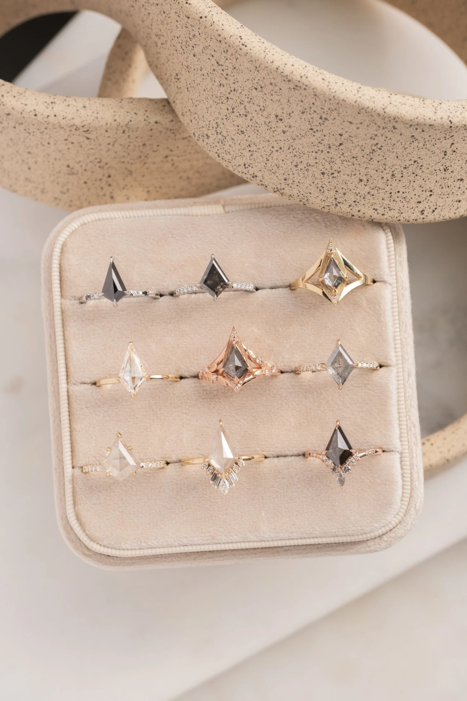 1.28 Carat Clear Kite Diamond Engagement Ring, Jade Setting, 14K Yellow Gold 5 1.28 Carat Clear Kite Diamond Engagement Ring, Jade Setting, 14K Yellow Gold - Image 5