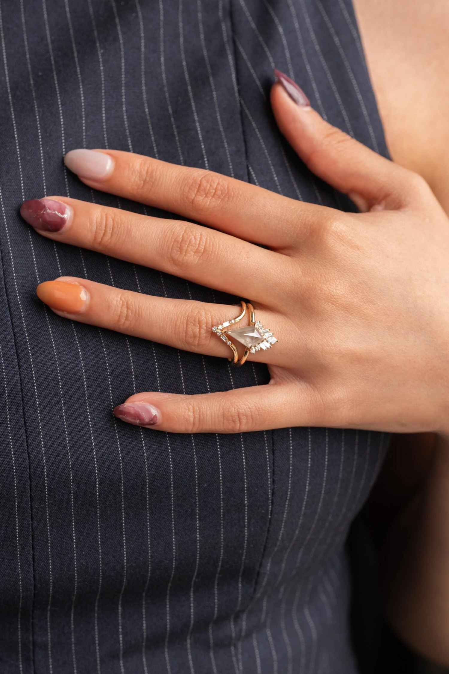 2.48 Carat Icy White Kite Diamond Engagement Ring, Wren Setting, 14K Yellow Gold 2 2.48 Carat Icy White Kite Diamond Engagement Ring, Wren Setting, 14K Yellow Gold - Image 2