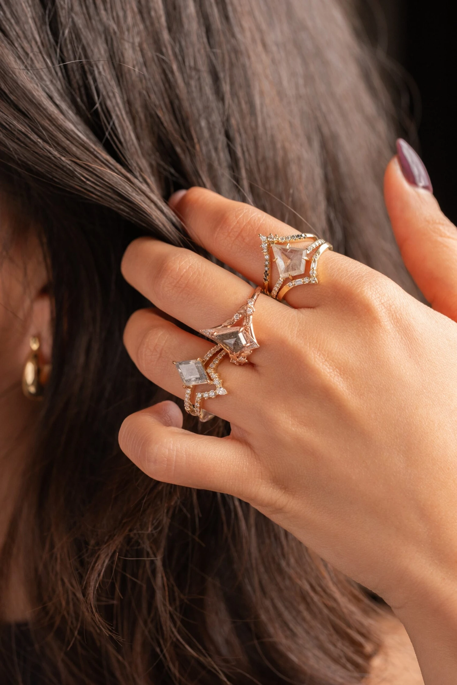 2.42 Carat Icy White Kite Diamond Engagement Ring, Sirena Setting, 14K Yellow Gold 2 2.42 Carat Icy White Kite Diamond Engagement Ring, Sirena Setting, 14K Yellow Gold - Image 2