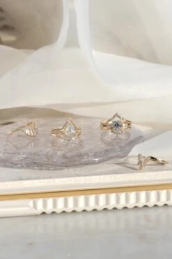 2.10 Carat Icy White Shield Diamond Engagement Ring, Sirena Setting, 14K Yellow Gold 9 2.10 Carat Icy White Shield Diamond Engagement Ring, Sirena Setting, 14K Yellow Gold -Point No Point Studio Store 20241108 SFS0070