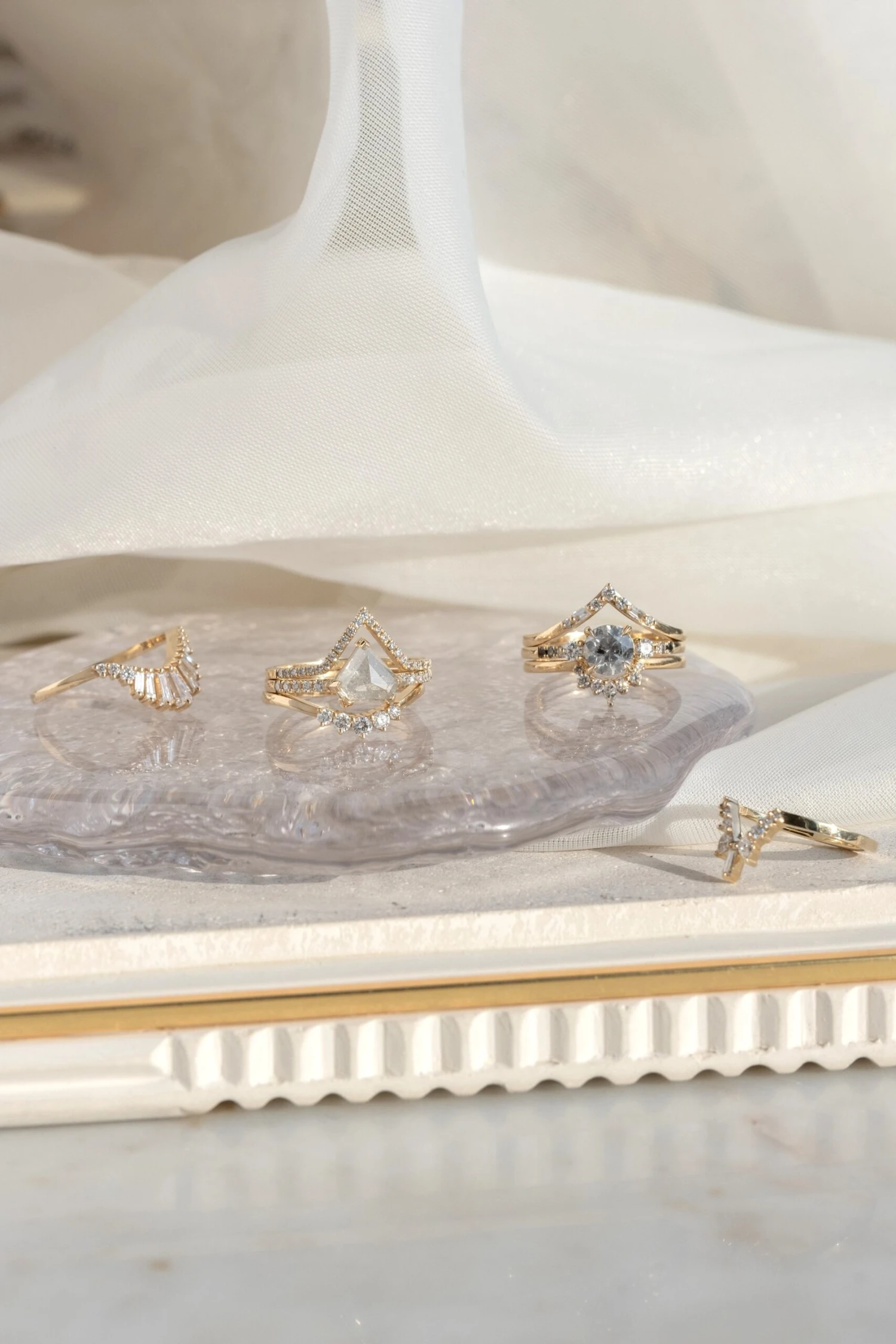 2.10 Carat Icy White Shield Diamond Engagement Ring, Sirena Setting, 14K Yellow Gold 4 2.10 Carat Icy White Shield Diamond Engagement Ring, Sirena Setting, 14K Yellow Gold - Image 4